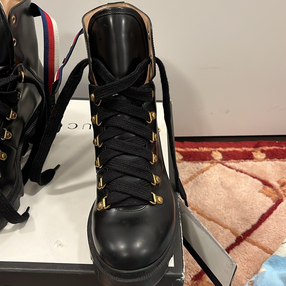 Authentic Gucci Black Leather Combat Boot. Purchased from Nordstrom in Oakbrook